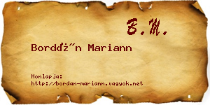 Bordán Mariann névjegykártya
